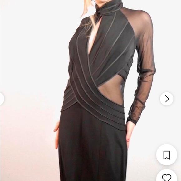 Tadashi Shoji Mesh Black long dress - Picture 1 of 9